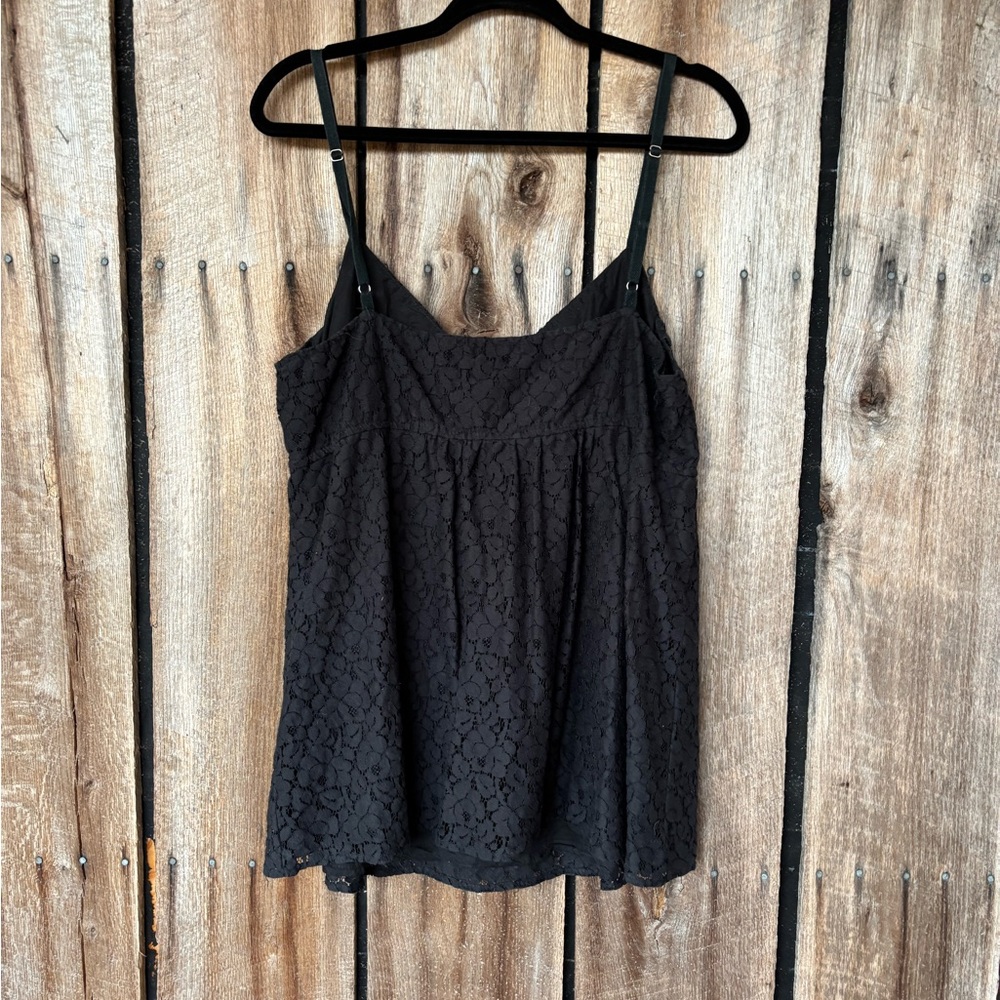 Metro 7‎ Black Floral Lace Cami Tank Top XL (16/18) Lined Cottagecore Boho Goth - Picture 3 of 7